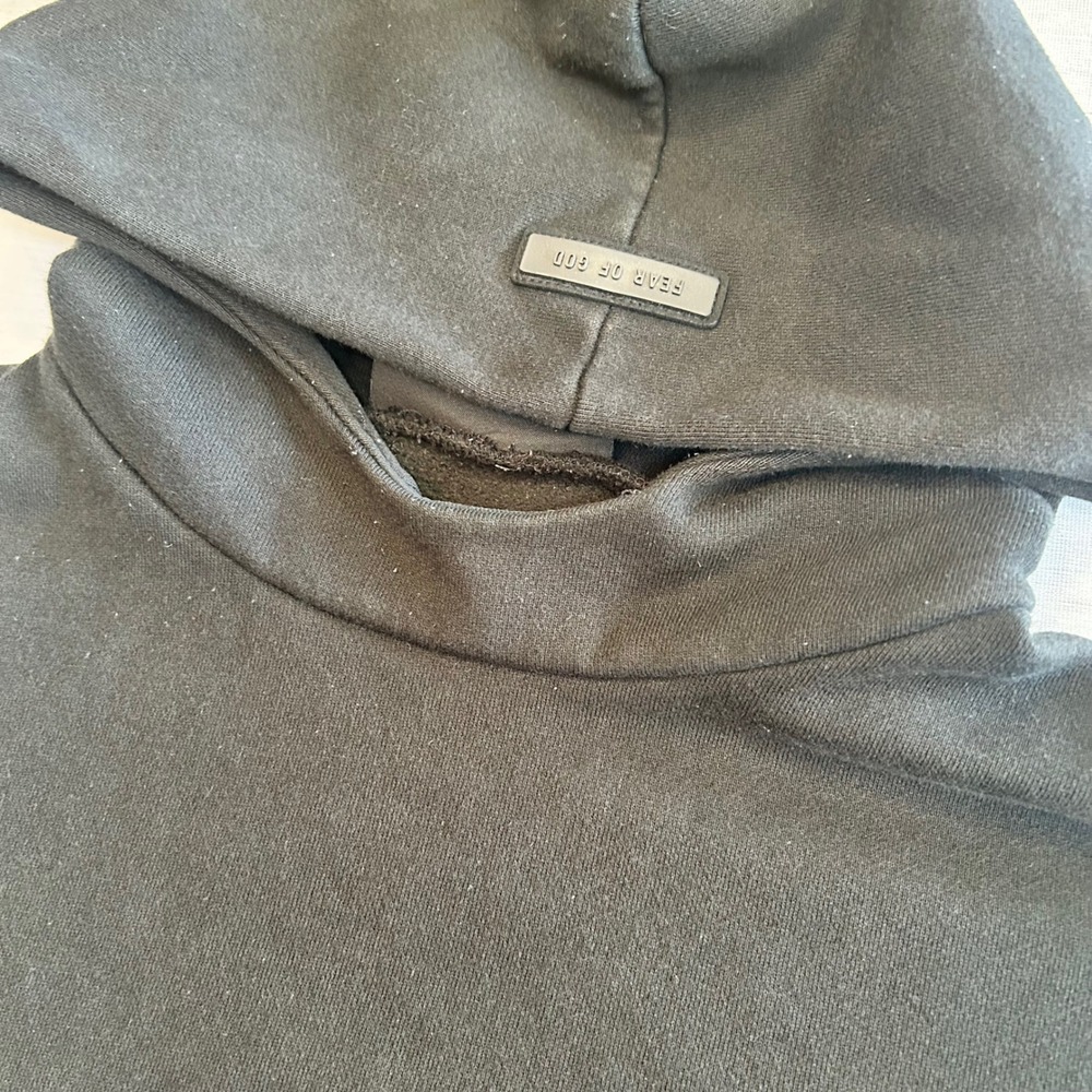 Fear of God Essentials Hoodie Men Medium Black Logo Oversized Fleece Minimalist